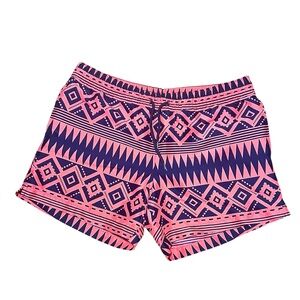 Chubbies Swim Trunks Mens Small Shorts Mesh Lined Aztec Print USA Coral & Navy
